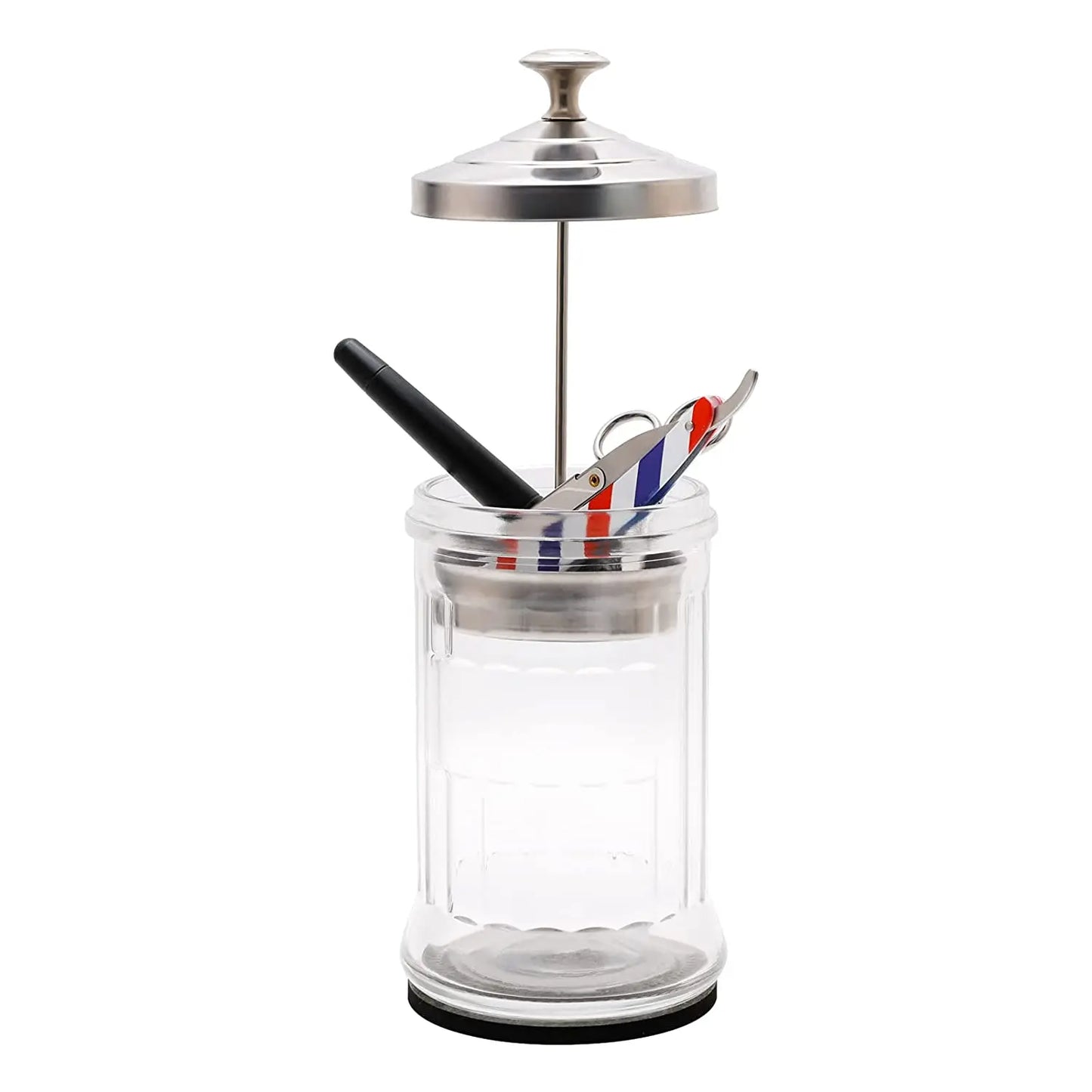 Barber Disinfectant Jar – Glass Sterilization Canister