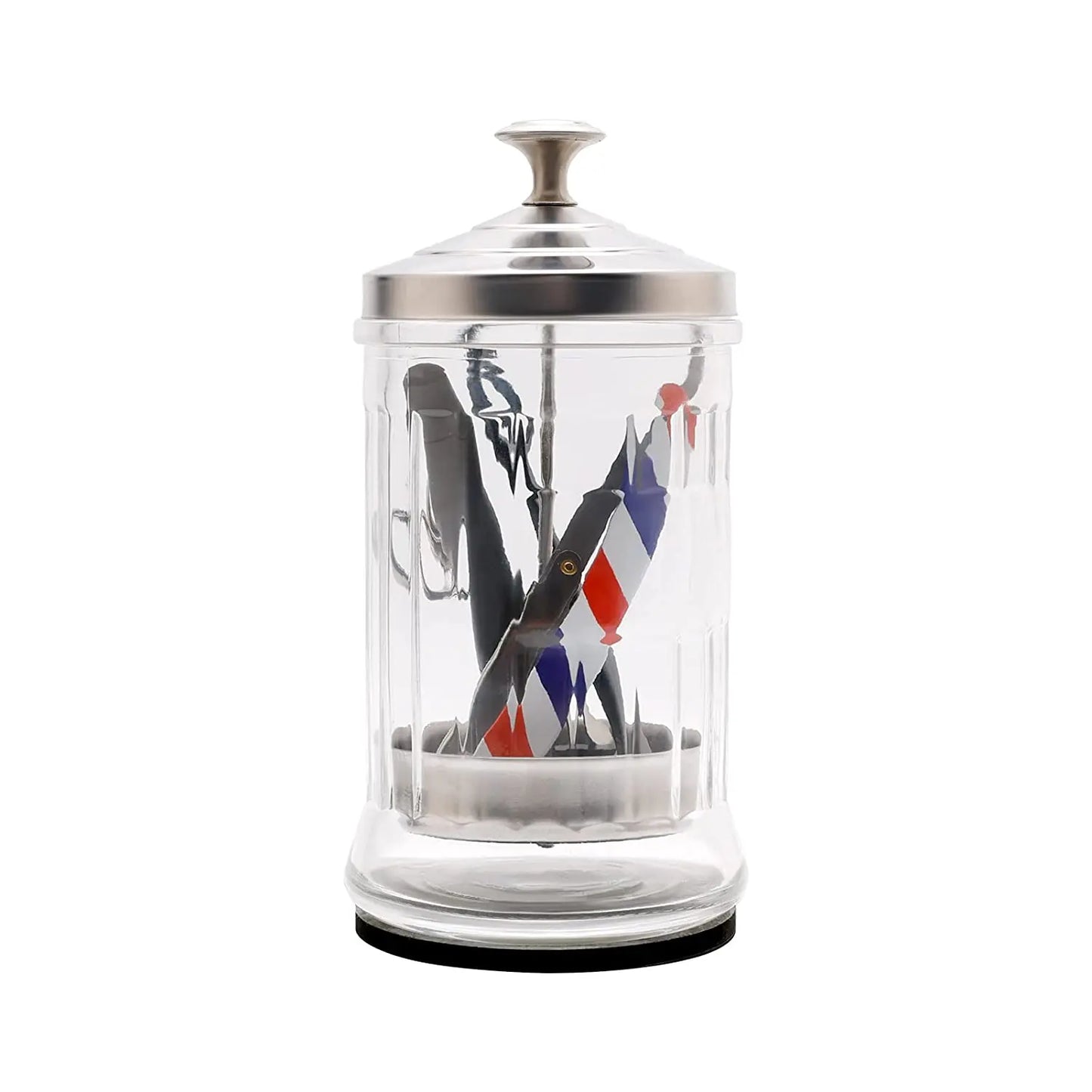 Barber Disinfectant Jar – Glass Sterilization Canister