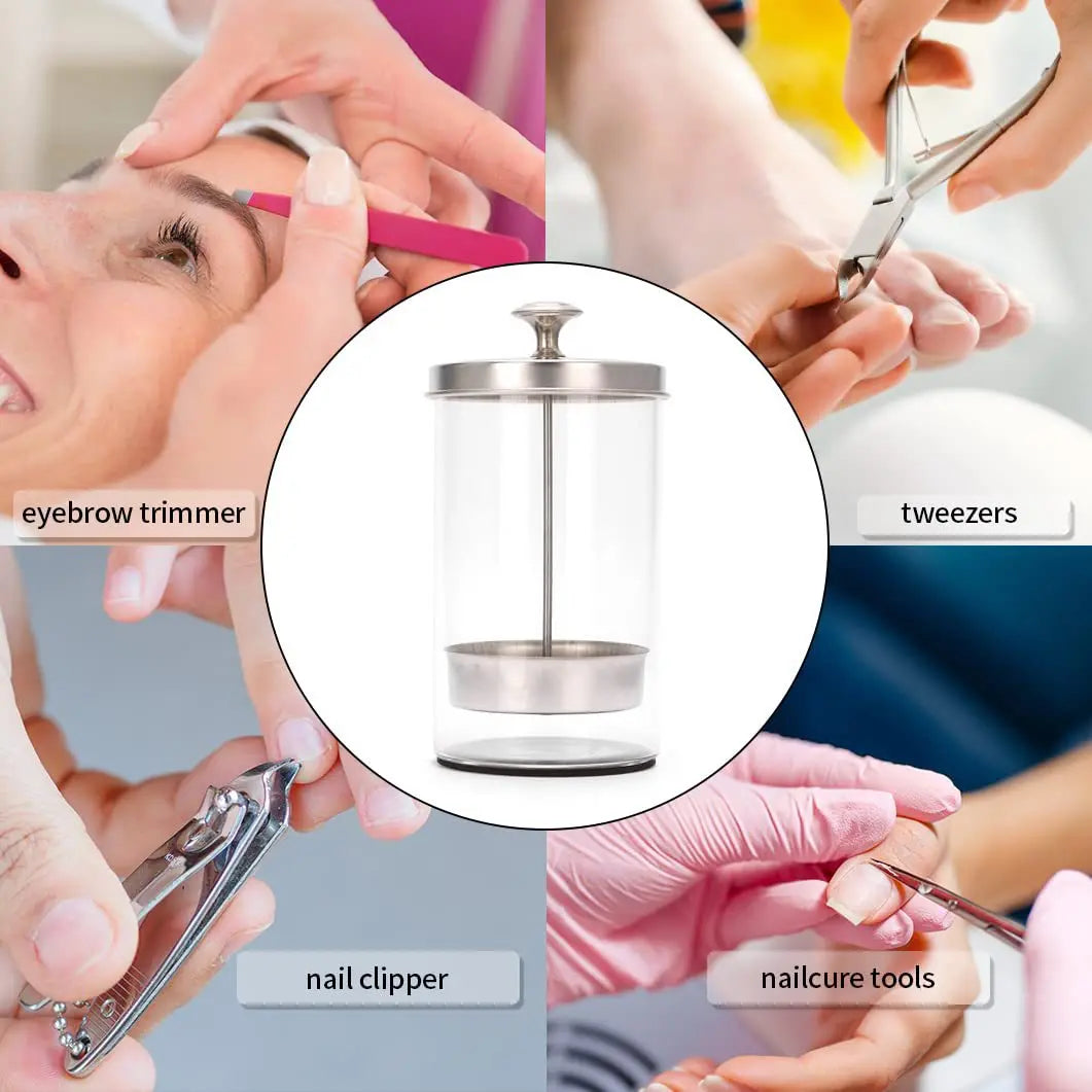 Barber Disinfectant Jar – Glass Sterilization Canister