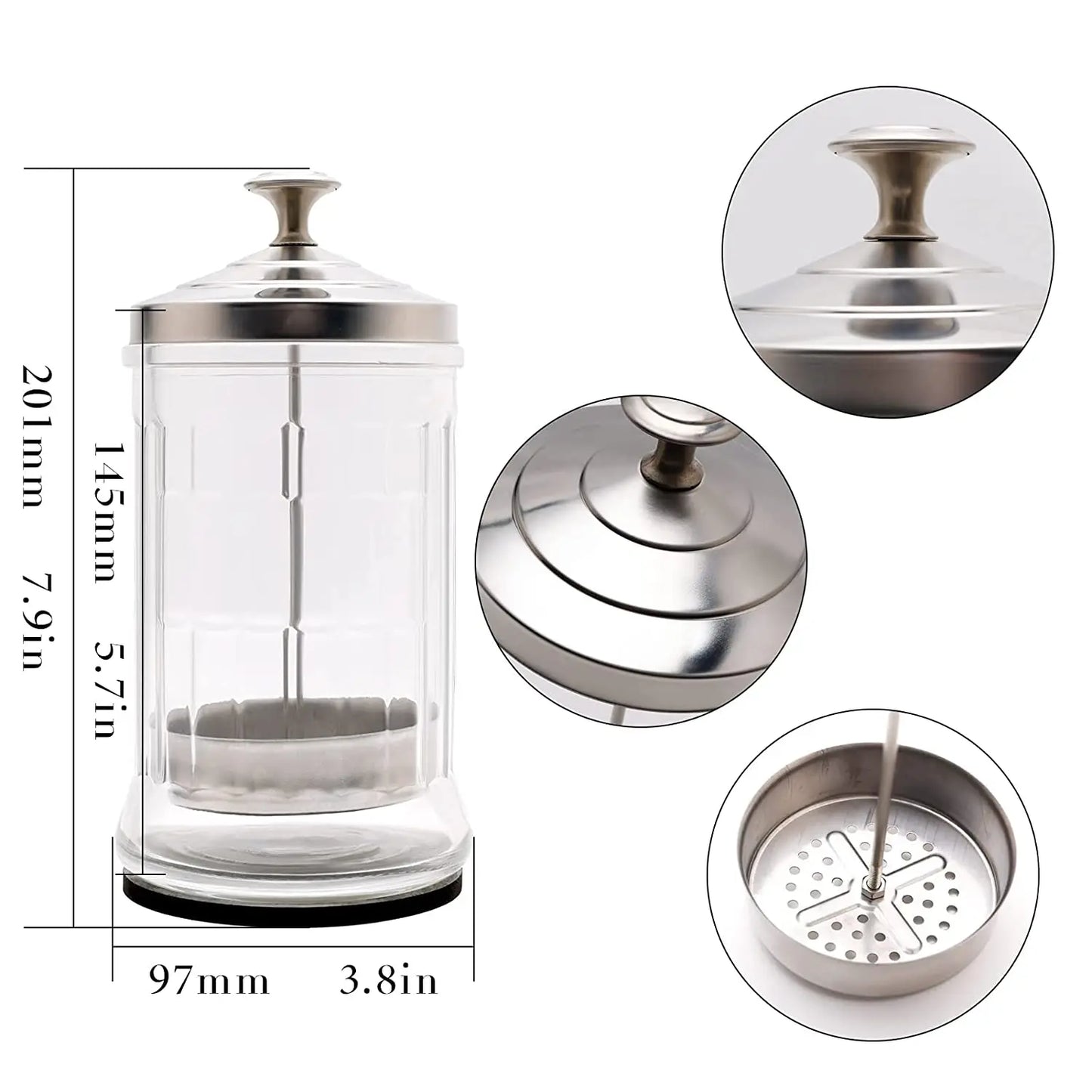 Barber Disinfectant Jar – Glass Sterilization Canister